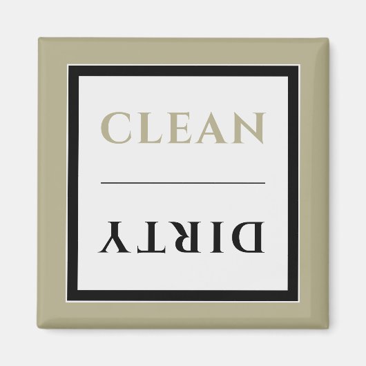 クリーン/ダーティ食洗機磁石 | Sage Black & White マグネット (正面)