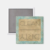 クリーン/ダーティ食洗機金ゴールドアクアレオパープリント マグネット (正面/裏面)
