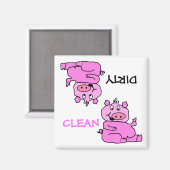 "クリーン/ダーティ"ピンクピグ食洗機マグネット マグネット (正面/裏面)