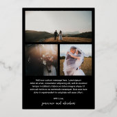 クリーン ブラック フォト モダン ウェディング サンクス カード (裏面)