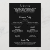 クリーン ブラック フォト モダン ウェディング プログラム (裏面)