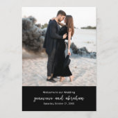 クリーン ブラック フォト モダン ウェディング プログラム (正面)