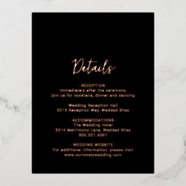 クリーン ブラック フォト モダン ウェディング 封入カード 箔招待状ポストカード