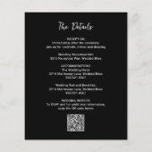 クリーン ブラック フォト QR コード 現代のウェディング 招待状 チラシ (裏面)