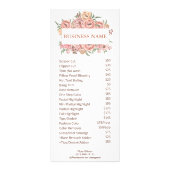 クリーン・ホワイト&ピンク・フラワープライス・リスト ラックカード (正面)