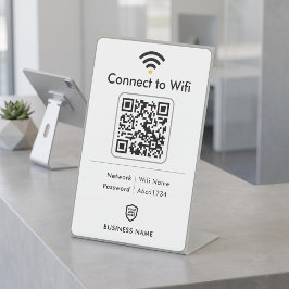 クリーン ホワイト モダン ビジネス WiFi パスワード 台座サイン