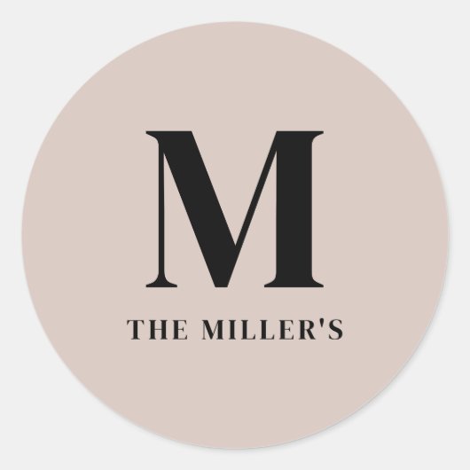 クリーン&モダンイニシャルステッカー ラウンドシール (正面)