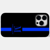 クリーン&モノグラミニマルム |細い青い線 |警察 Case-Mate iPhoneケース (裏面 (横))