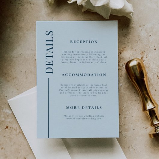 クリーン・ライン・ネイビー結婚・ブルーの詳細 エンクロージャーカード