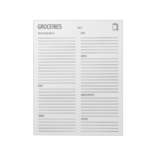 クリーン+食料品シンプルリスト ノートパッド (回転)