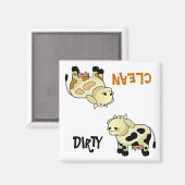 "クリーン/ DIRTY"漫画ミルク牛の食洗機磁石 マグネット (正面/裏面)
