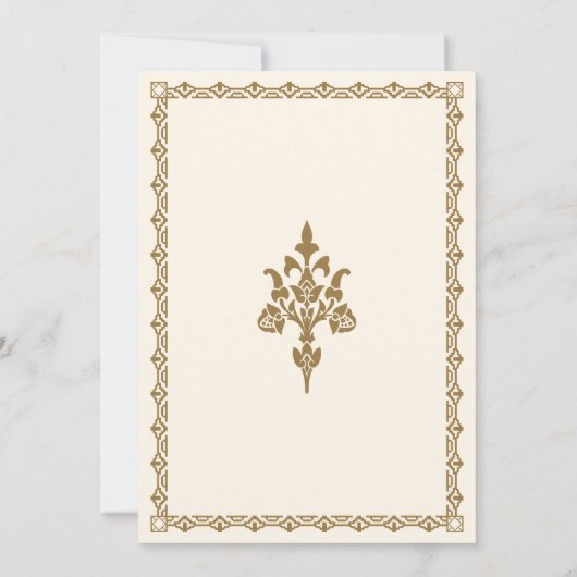 クリー伝統的ムと金ゴールド縁どイ結婚スラーム 招待状 (裏面)