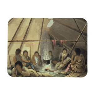クリー族のインドのテントのインテリア、1820年3月25日、f マグネット
