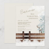 クリー素朴ムウッドランドベビー外は寒い 招待状 (正面/裏面)