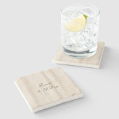 クリー素朴ムフェイクホワイトウッド結婚ズ ストーンコースター (横)