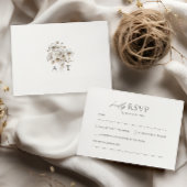 クリー素朴ムフローラQRコードRSVP結婚 エンクロージャーカード