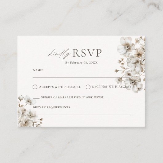 クリー素朴ムフローラRSVP結婚's エンクロージャーカード (正面)