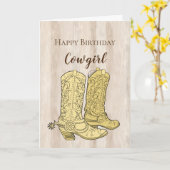 クリー素朴ムホワイトウッドカウボーイブーツ誕生日 カード (黄色い花)