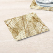 クリー素朴ム自然・ベージュ葉の スクエアペーパーコースター (アングル)