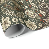 クリー華美ムとブラウンクリスマススノーフレーク ラッピングペーパー (ロールコーナー)