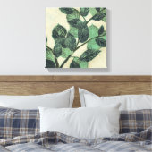 クリー葉ムの背景のとブランチ キャンバスプリント (インサイチュ (寝室))