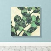 クリー葉ムの背景のとブランチ キャンバスプリント (インサイチュ (ウッドフロア))