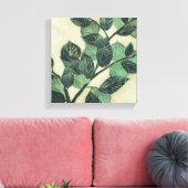クリー葉ムの背景のとブランチ キャンバスプリント (インサイチュ (リビング))