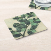 クリー葉ムの背景のとブランチ スクエアペーパーコースター (アングル)
