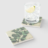 クリー葉ムの背景のとブランチ ストーンコースター (横)