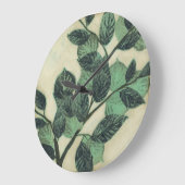 クリー葉ムの背景のとブランチ ラージ壁時計 (傾斜)