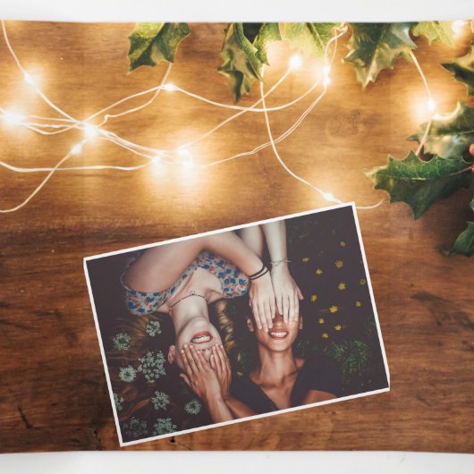 クリ素朴スマスの国の写真の光 三つ折りクリスマスカード (内部中)