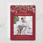 クリ素朴スマス植物学 | 2枚の写真と金ゴールド シーズンカード (正面)