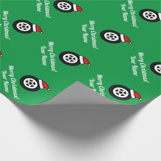 クリ車のスマスの車パーソナライズされた輪 ラッピングペーパー (角)