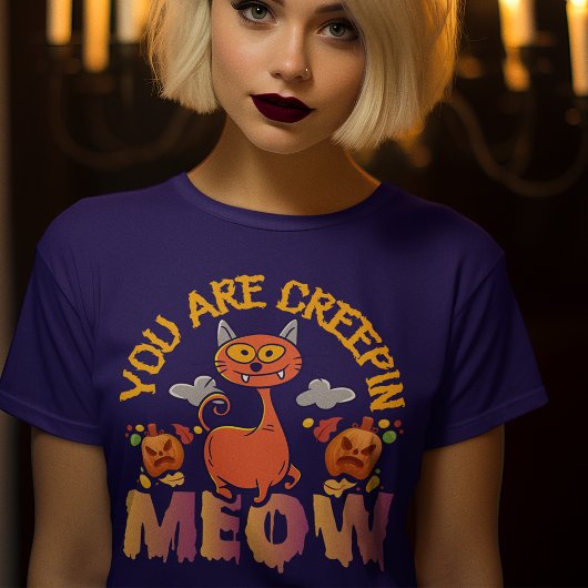 クリepin Meow面白いハロウィーン猫Tシャツ Tシャツ