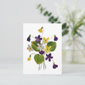 クルエル刺繍で仕上げた野生のすみれの花 ポストカード (スタンド正面)