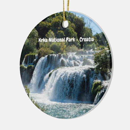 クルカ国立公園の滝 – ダルマティア，クロアチア セラミックオーナメント (左)