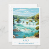 クルカ国立公園クロアチアアートヴィンテージトラベル ポストカード (正面/裏面)