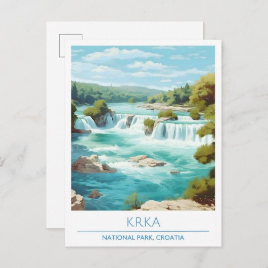 クルカ国立公園クロアチアアートヴィンテージトラベル ポストカード (正面/裏面)