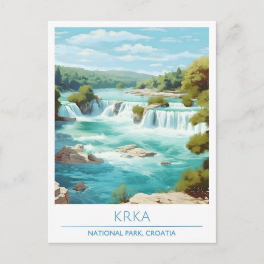 クルカ国立公園クロアチアアートヴィンテージトラベル ポストカード (正面)