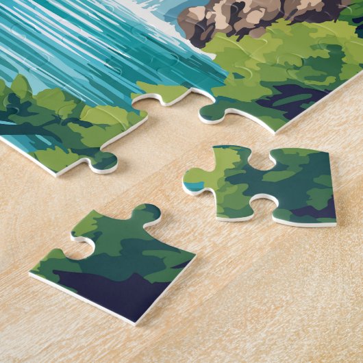 クルカ国立公園クロアチアトラベルアートヴィンテージ ジグソーパズル (側面)