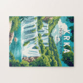 クルカ国立公園クロアチアトラベルアートヴィンテージ ジグソーパズル (横)
