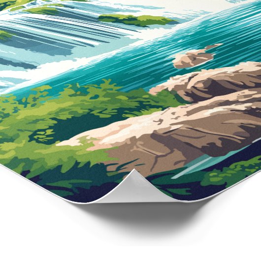 クルカ国立公園クロアチアトラベルアートヴィンテージ ポスター (角)