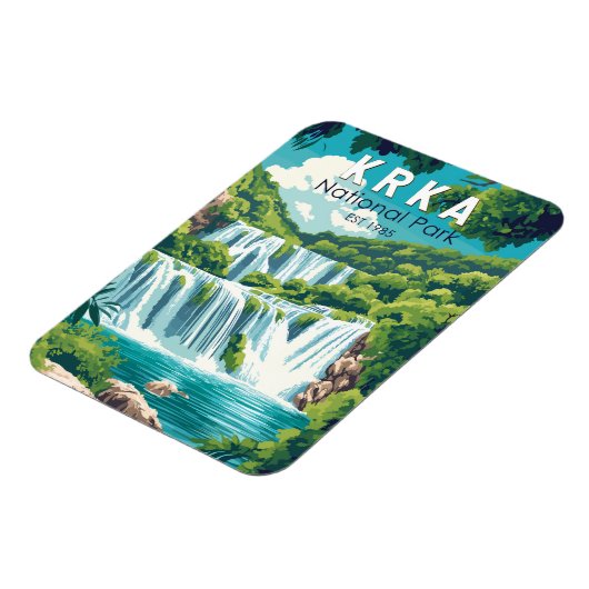 クルカ国立公園クロアチアトラベルアートヴィンテージ マグネット (左側)