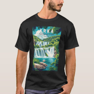 クルカ国立公園クロアチアトラベルアートヴィンテージ Tシャツ