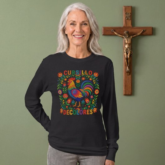 クルシジョ・デ・コローレス スペイン民芸風ロースター Tシャツ