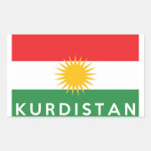 クルディスタン国旗記号名文字 長方形シール (正面)