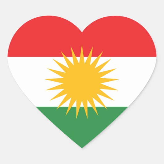 クルディスタン国旗 ハートシール (正面)