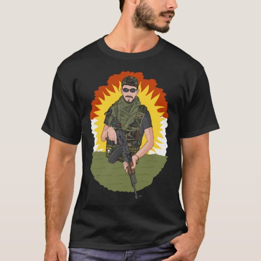 クルディスタン耐性クルド国旗。 Tシャツ (正面)