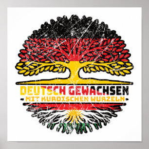 クルディスタンKurdishドイツDeutschland Baum Wurzel ポスター