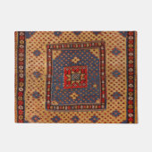 クルディッシュサフレダークタンイエローブルー ドアマット (正面)